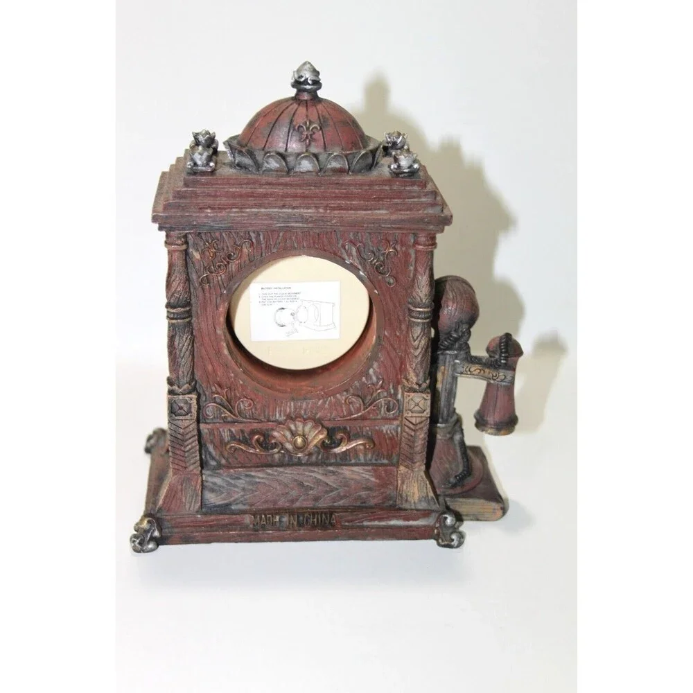 Vintage Antique Looking Mantle Clock Battery Powered Crown Binoculars Compass 7